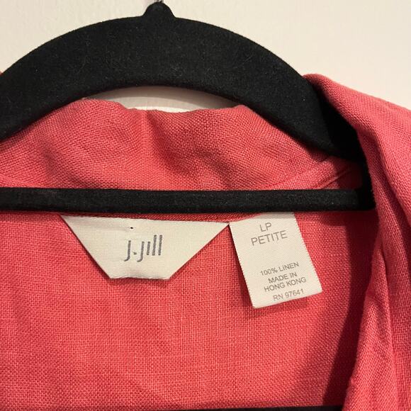 J. Jill Top Sleeveless Blouse Tunic 100% Linen Flax Pink Salmon Large Petite - Picture 5 of 5